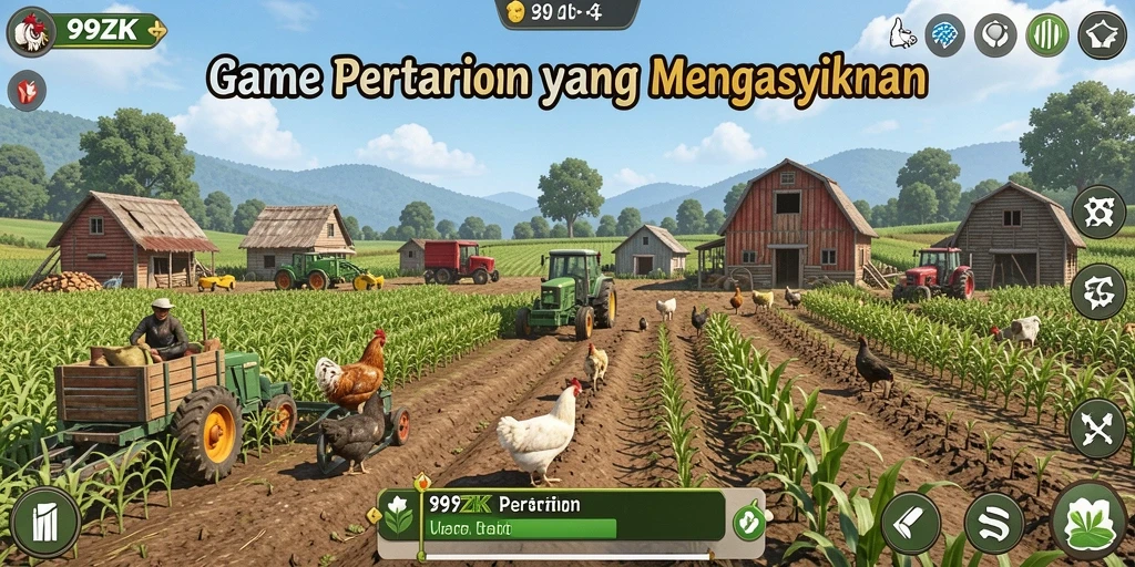 Tangkapan layar menunjukkan gameplay mendetail dalam pertanian di 99ZK.