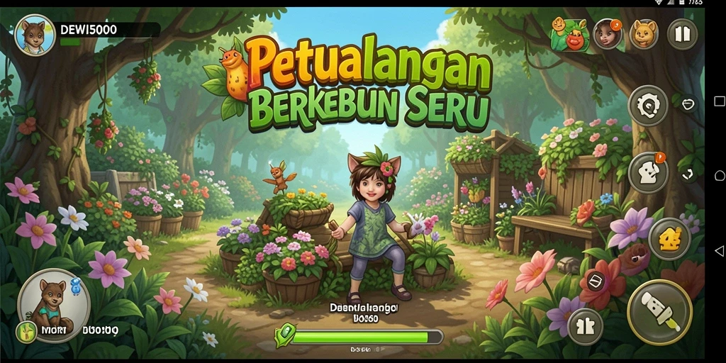 Tampilan gameplay DEWI5000 yang menarik dan penuh warna.
