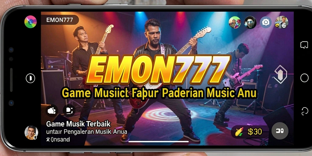 Screenshot EMON777 menampilkan gameplay seru dengan tantangan musik.