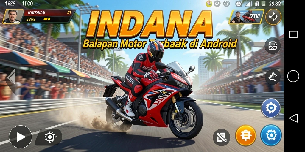 Screenshot gameplay balapan motor yang seru dan menegangkan.