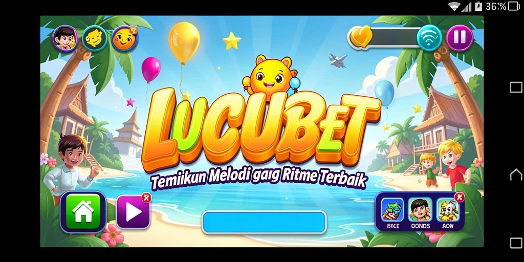 Tampilan gameplay <strong>LUCUBET</strong> yang menampilkan fitur karaoke dan koleksi lagu.