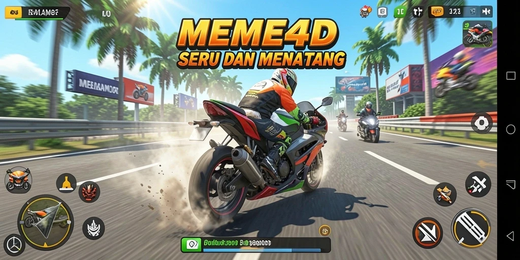 Gameplay seru dalam balapan motor yang mendebarkan.