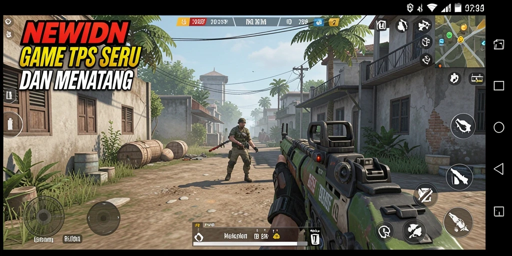 Screenshot utama NEWIDN menunjukkan gameplay menegangkan dalam pertempuran TPS.