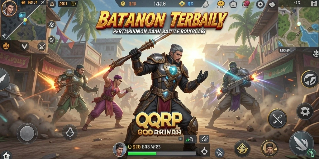 Screenshot utama QQRP menampilkan gameplay intens Battle Royale.