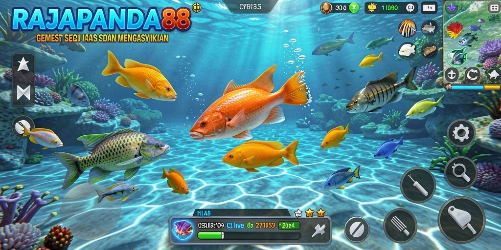 Tampilan gameplay seru RAJAPANDA88 saat berburu ikan.