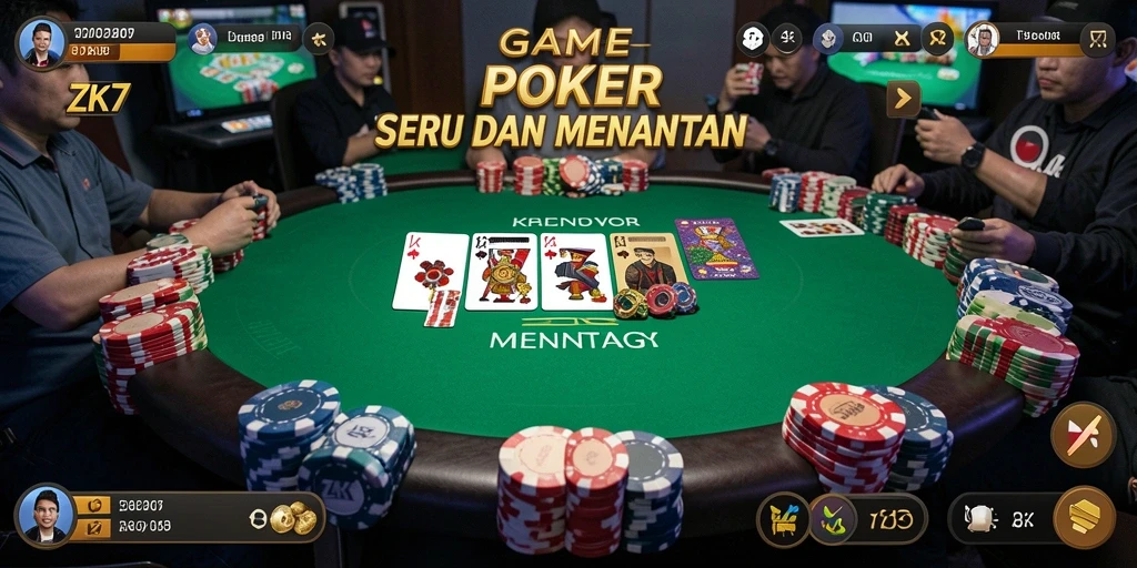 Tampilan gameplay ZK7 yang menarik dan interaktif dalam permainan Poker.